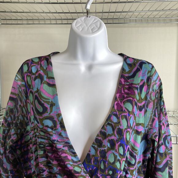 Karen Kane Women's Purple Modern Print V Neck Tunic Top Size 2X Art To Wear Boho - Picture 6 of 9